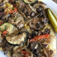 Roasted Veg and Balsamic Flatbread 
AHHHHHmazing! I asked for the pickles on the side! Not usually included!  at Sweet Pea Cafe & Playhouse in Edmonton