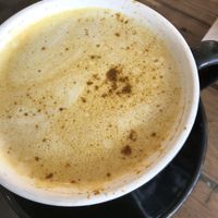 Golden Latte, coconut mylk, no sweet. 
Sooooo delicious!  at Sweet Pea Cafe & Playhouse in Edmonton