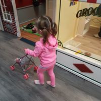 In the playroom before eating at Sweet Pea Cafe & Playhouse in Edmonton