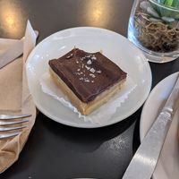 Millionaire bar (with a bite taken out because I couldn't wait( at Sweet Pea Cafe & Playhouse in Edmonton