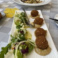 Walnut balls and sautéed mushrooms at Valia Calda in Kalampaka