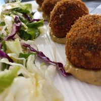 Walnut balls and giant beans. at Valia Calda in Kalampaka