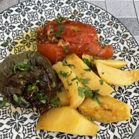 Stuffed pepper and tomato  at Valia Calda in Kalampaka