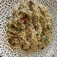 Main : pasta with truffle oil and mushrooms. Was originally with cheese    at Valia Calda in Kalampaka