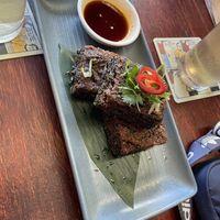 Garlic chive fritters  at Yulli's Brews in Alexandria