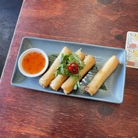 Mushroom and vege spring rolls  at Yulli's Brews in Alexandria