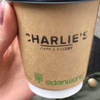 Excellent oat milk latte!  at Charlie's Cafe in North London