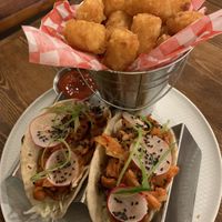 Sweet & spicy tacos with tots  at Renegade Kitchen & Craft Bar in Kelowna