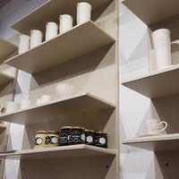 Handmade ceramics on display at Cafe Animo in Ulm