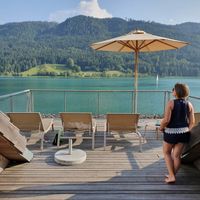 Blick vom Spa Dach auf den See at Strandhotel am Weissensee in Weissensee