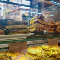 Different types of vegan pastelas at Papas Elvira in Granada