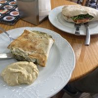 spinach burek and pita falafel  at Papas Elvira in Granada
