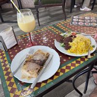 Tofu dish and falafel platterr  at Papas Elvira in Granada