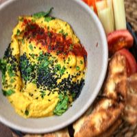 Curried parsnip hummus special (a starter ) at El Local in Ibiza