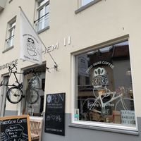 Outside at Fixed Gear Coffee in Valkenburg