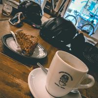 Good coffee and delicious carrot cake  at Fixed Gear Coffee in Valkenburg