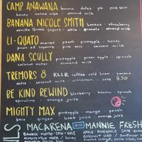 Smoothie menu at Wheeze The Juice in Oklahoma City