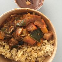 Rice and pumpkin rice-cocoa and peanut crème  at Fruta Madre in Lyon
