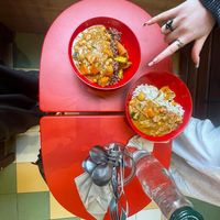 Plat chaud de la semaine : mafe et riz at Fruta Madre in Lyon