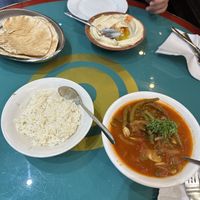 Green bean stew and hummus   at Maroush in West London