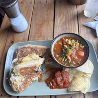 ‘Tuna’ melt sandwich with soup  at The Old Gun Shop Café & Pantry in Lancaster