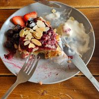 (half eaten) pancakes!! at The Old Gun Shop Café & Pantry in Lancaster