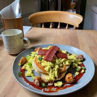Eggy Big Boy pancakes at The Old Gun Shop Café & Pantry in Lancaster