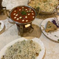 Vegan lamb massala, tandoori roti, samosa at Torviscas Spice Village in Tenerife