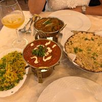 Green Peas Pulao, Soya Chicken Tikka Masala, Soya Chicken Rajasthani and Garlic Tandoor Roti at Torviscas Spice Village in Tenerife