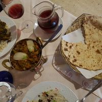 Garlic bread, mushroom rice and curries at Torviscas Spice Village in Tenerife