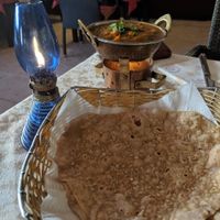 Vegan veg Rajastani with garlic chapattis at Torviscas Spice Village in Tenerife