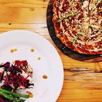 Chapulina and Pizza Mexicana. I would honestly eat that pizza every day for the rest of my life at Lúcuma in Guadalajara