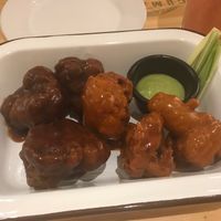 Buffalo and BBQ Cauliflower.  A lot of their options are fried and were heavy with oil.  at Lúcuma in Guadalajara
