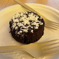 Chocolate cake with liquid centre at Flower Burger in Palermo
