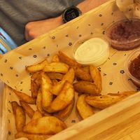 Patatas bravas with sauces at Flower Burger in Palermo