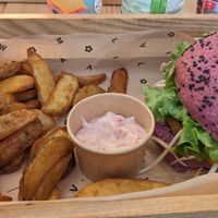 Cherry bomb burger with chips at Flower Burger in Palermo