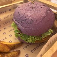Purple hummus burger  at Flower Burger in Palermo