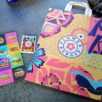 Take away bag and sachet at Flower Burger in Palermo