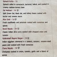 Menu (vegan is marked with a V) at Himani in Astoria