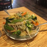 Pan fried vegetable noodle at Bodai Vegetarian in Brooklyn