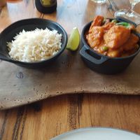 Vegetable curry and rice at The Gunyah Restaurant in Huskisson