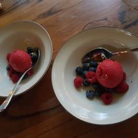House-made berry sorbet at The Gunyah Restaurant in Huskisson