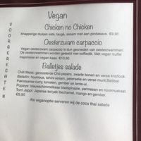 Menu at Chillers in Emmeloord