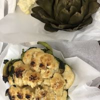 cauliflower and artichoke (with cheese) at Miznon in Vienna