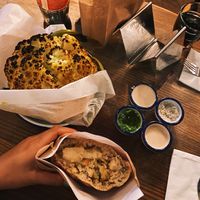 Pita and cauliflower and a lot of tahini   at Miznon in Vienna