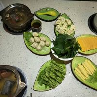 Our hotpot selection. at Yī Yè Yī Shìjiè - Vegan Hotpot in Shanghai