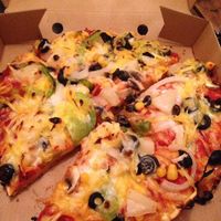 Vegan cheese pizza with veggies  at Bobbos Fish Bar in Sileby