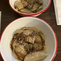 Potato-filled dumplings with spicy sesame sauce / Vegane Dumplings mit Kartoffelfüllung in scharfer Sesamsauce nach Zhong Art  at Cai Kitchen in Hamburg