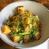 Polenta with fermented beans at Cai Kitchen in Hamburg