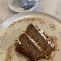 Carrot cake and macchiato  at Comoba in Lisbon